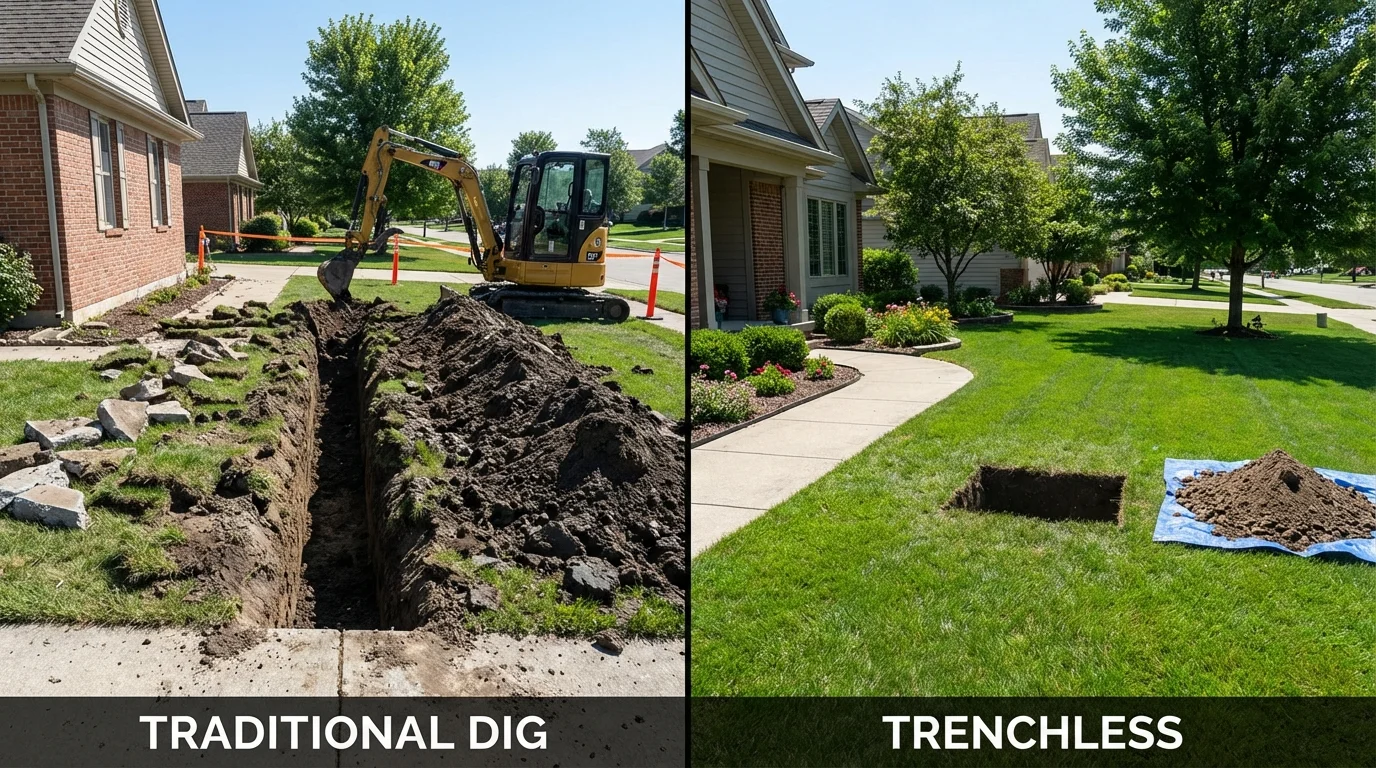 Trenchless sewer repair with minimal yard damage versus traditional excavation in Geneva, AL